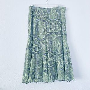 🍓 Emma & James Boho Floral Y2K Lettuce Hem Pleated Paisley Stretchy Skirt Medium